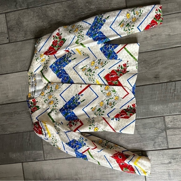 Vintage 80s Anne Crimmins Umi 1980s skirt suit mixed print silk size 10 - Picture 4 of 11